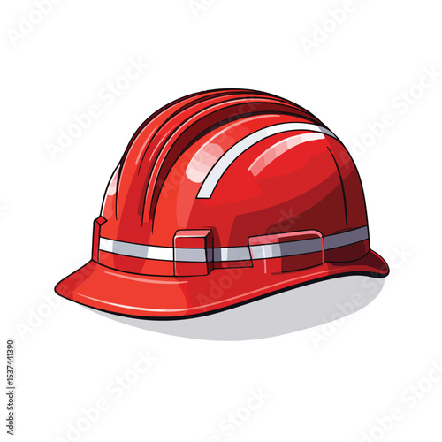Professional Worker Helmet Red Lines Vector Illustration for Safety Precaution