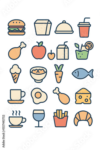 The provided sentence describes food UI pixel perfect well-crafted vector thin line icons that are 48x48 and ready for a 24x24 grid for use in web graphics and apps, featuring an editable stroke and