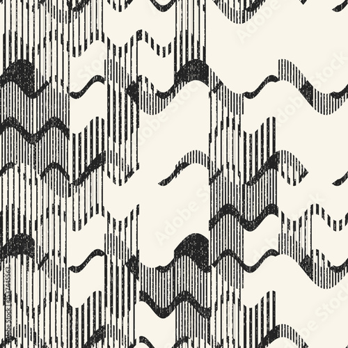 Monochrome Grain Broken Variegated Waves Pattern