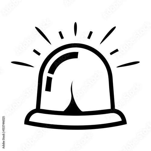 Emergency siren icon in black and white design for alert systems  