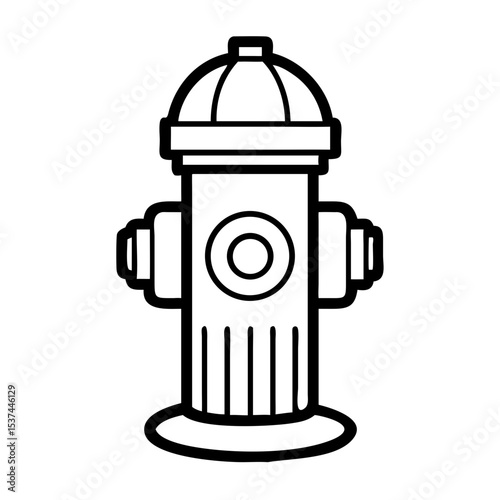 Fire hydrant in black and white outline illustration  