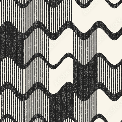 Monochrome Grain Broken Variegated Waves Pattern