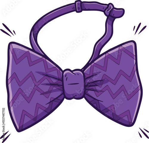Purple Bow Tie Accessory with Zigzag Pattern Vector Illustration for Fashion and Formal Wear 