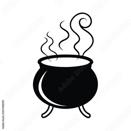 Mystic cauldron with swirling smoke a vector illustration of ethereal smoke rising from a cauldron