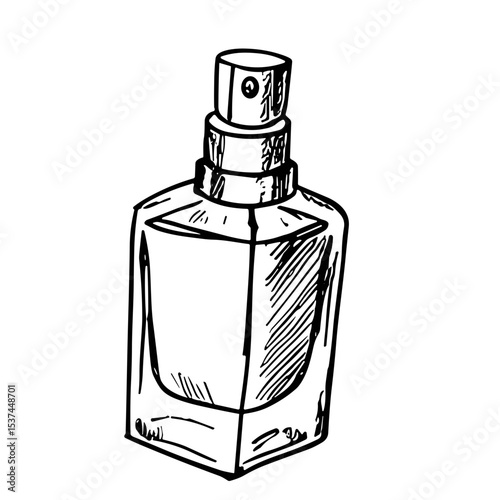 Hand-drawn sketch vector perfume bottle icon for fragrance and beauty