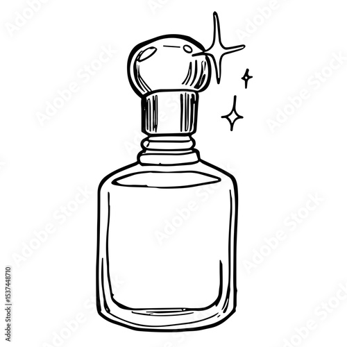 Hand-drawn sketch vector perfume bottle icon for beauty and fragrance branding