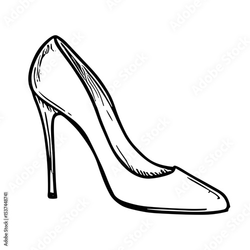 Hand-drawn sketch vector high heel shoe icon for fashion and elegance