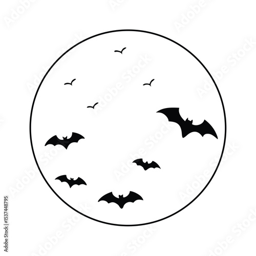 Spooky halloween design full moon with bats vector illustration for autumn night and gothic themes