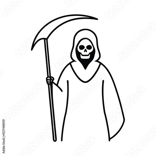 Grim reaper with scythe high resolution vector illustration for halloween fantasy and death designs