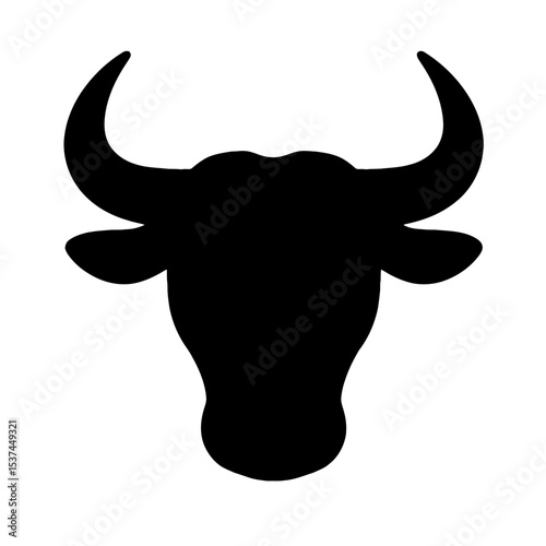 very simple flat and single minimalist Bulls Head Silhouettes