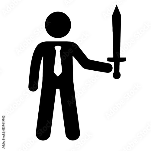 very simple flat and single minimalist Businessman  Sword Silhouettes