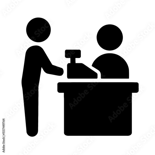 very simple flat and single minimalist Cashier and Customer Silhouettes