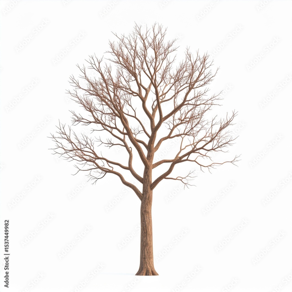 Obraz premium Bare Brown Tree Isolated on White Background