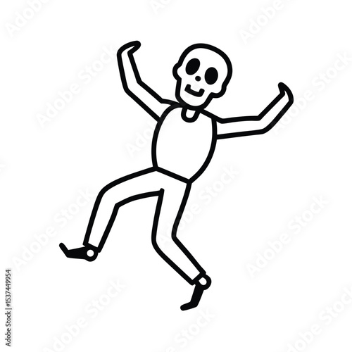 A whimsical illustration of a dancing skeleton vibrant and creatively designed for halloween or dia de los muertos celebrations