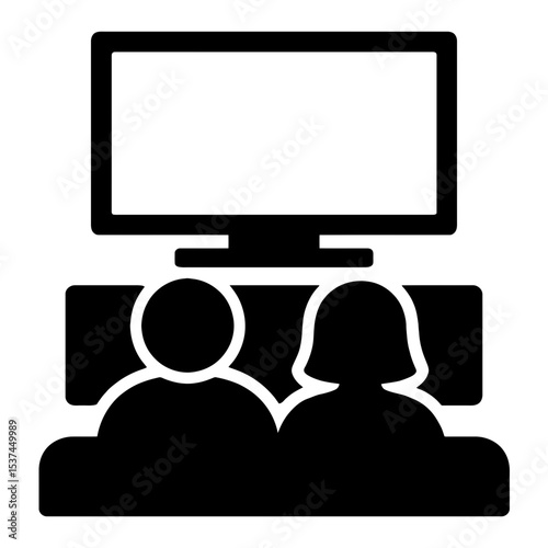 very simple flat and single minimalist People Watching TV Silhouettes
