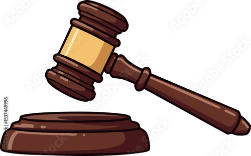 Wooden gavel and sound block legal justice symbol vector illustration classic design 