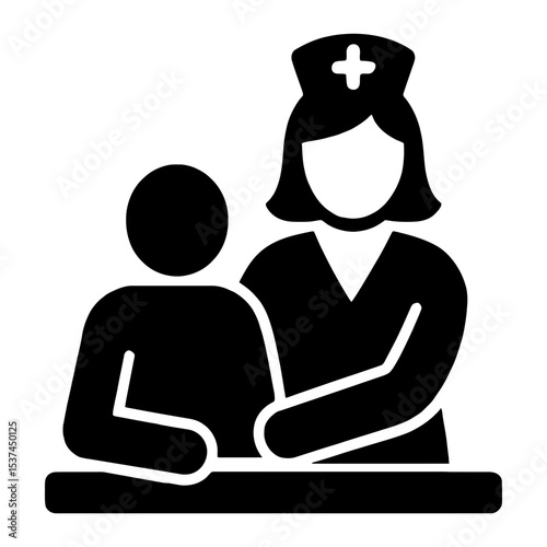 very simple flat and single minimalist Patient with Female Nurse Silhouettes