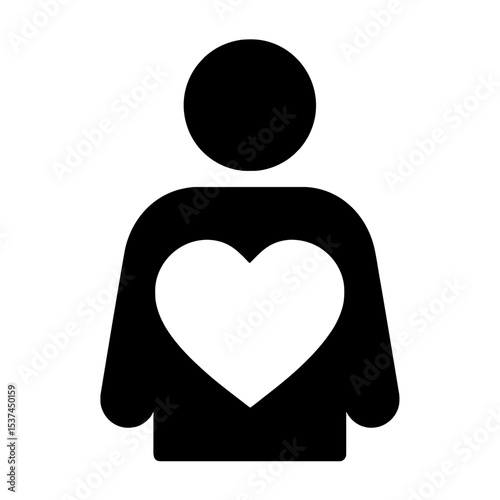 very simple flat and single minimalist People with a Heart Silhouettes