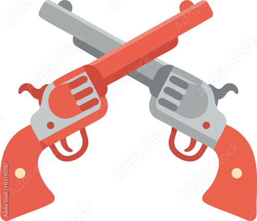Crossed revolvers illustration with red and gray colors vector design 