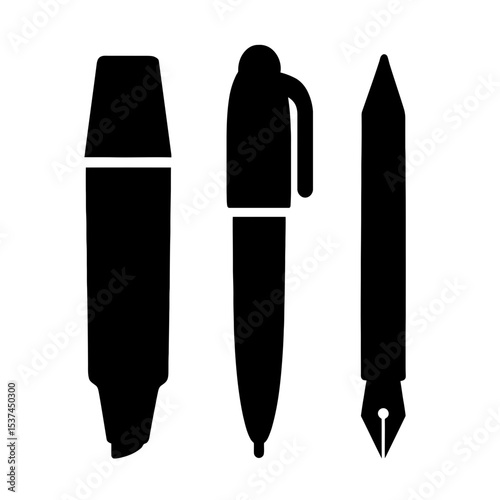very simple flat and single minimalist Pen Set Silhouettes