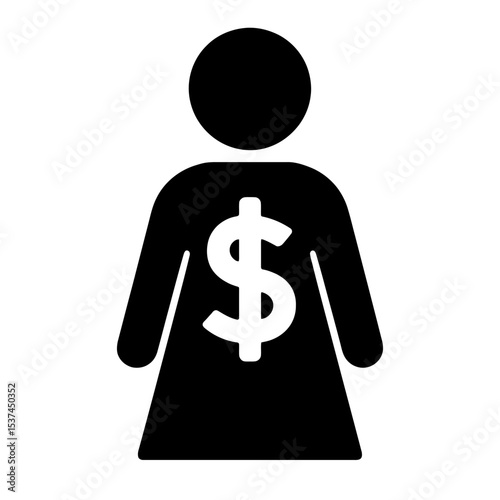 very simple flat and single minimalist Women with Dollar Sign Money Silhouettes