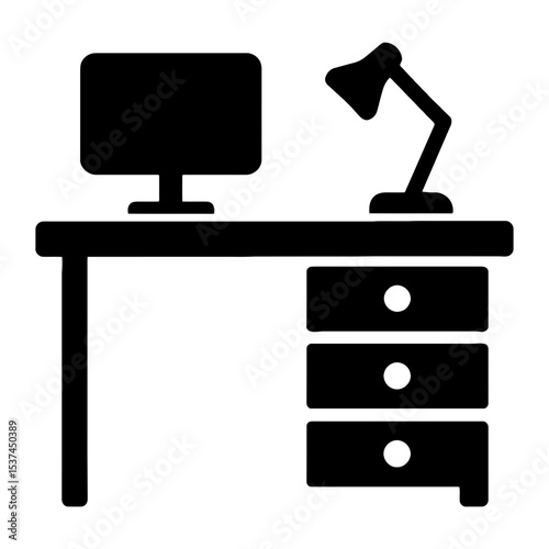 very simple flat and single minimalist Office Desk Silhouettes