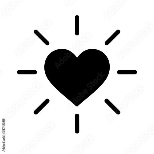 very simple flat and single minimalist Glowing Heart Silhouettes