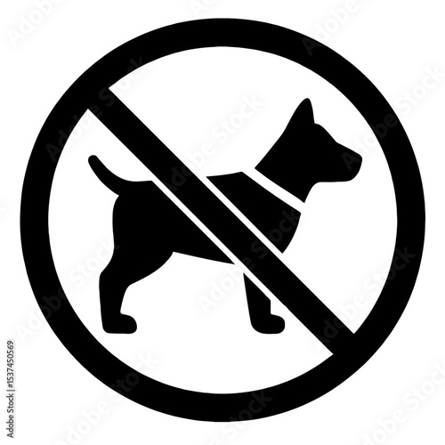very simple flat and single minimalist No Dogs Allowed Sign Silhouettes