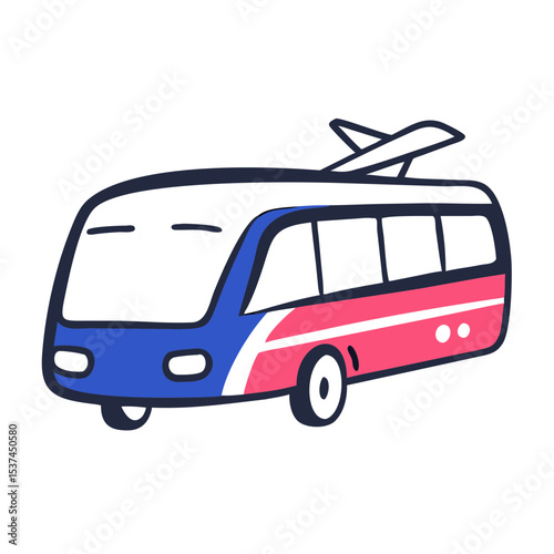 Airport shuttle bus transportation. Modern airport shuttle bus design for travel agencies and tourism brochures.