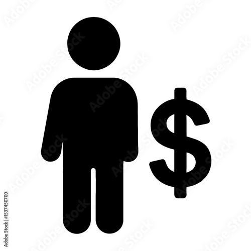 very simple flat and single minimalist Man with Money Dollar Sign Silhouettes