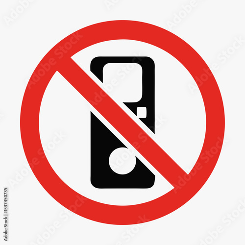 Passport scanner prohibited. No passport scanning allowed. This symbol indicates that using biometric passport scanner is forbidden. Image suitable for security guidelines and airport regulations.