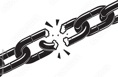 Broken Black Chain Link Metal Strong Disconnect vector