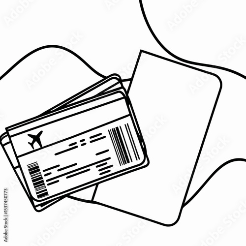 Travel documents preparation. Boarding pass and ID card in passport holder. Flight ticket and identification for security check.  Concept image for travel agency brochures and websites.