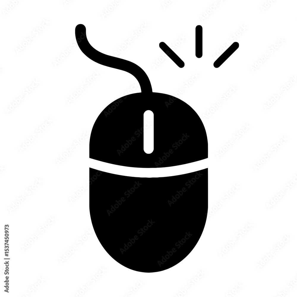 very simple flat and single minimalist Computer Mouse Click Silhouettes