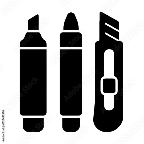 very simple flat and single minimalist Markers  Box Cutter Silhouettes
