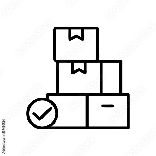 Approved shipping boxes for customs inspection. Stacked cardboard packages ready for export. Approved shipment concept for logistics and transportation businesses.