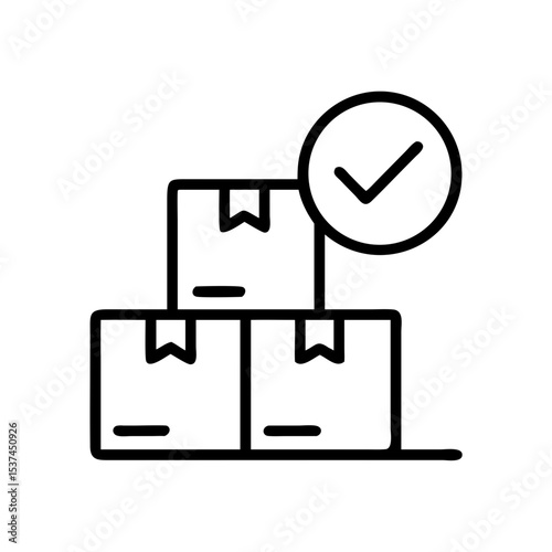 Approved shipment boxes ready for customs inspection.  Three cardboard boxes stacked neatly await clearance. Checked packages signify successful customs process.