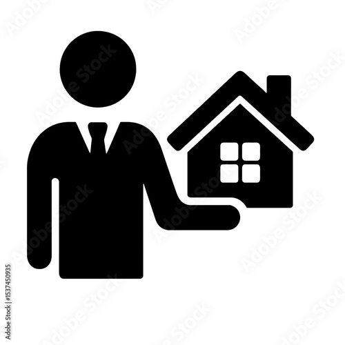 very simple flat and single minimalist Real Estate Agent with a House Silhouettes