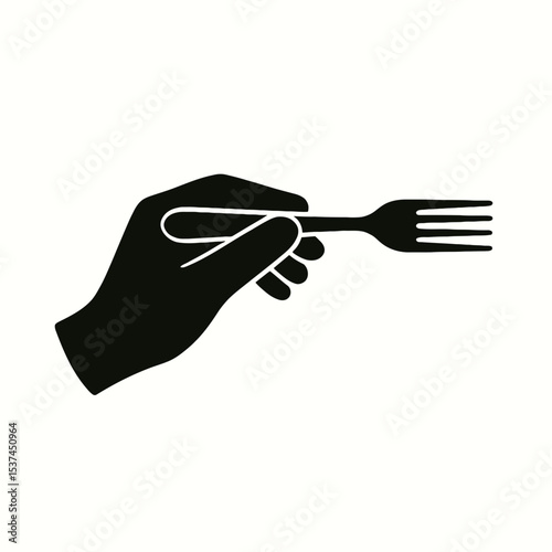 very simple flat and single minimalist Hand Holding Fork Silhouettes
