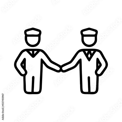 Flight attendants shaking hands, welcoming passengers onboard. Professional cabin crew greeting passengers before takeoff.  Smiling flight attendants ensure passenger comfort and safety during flight.