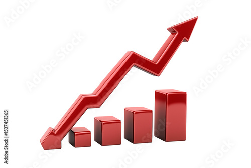 Bright red upward arrow graph symbolizing growth and success, isolated on a white or transparent background. Ideal for business, finance, and trend concepts. Free Download Bright red upward arrow graph symbolizing growth and success, isolated on a white or transparent background. Ideal for business, finance, and trend concepts. - GFXLoad