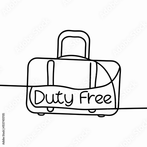Duty free shopping suitcase continuous line art. Simple duty free luggage illustration for travel agencies and airport brochures.
