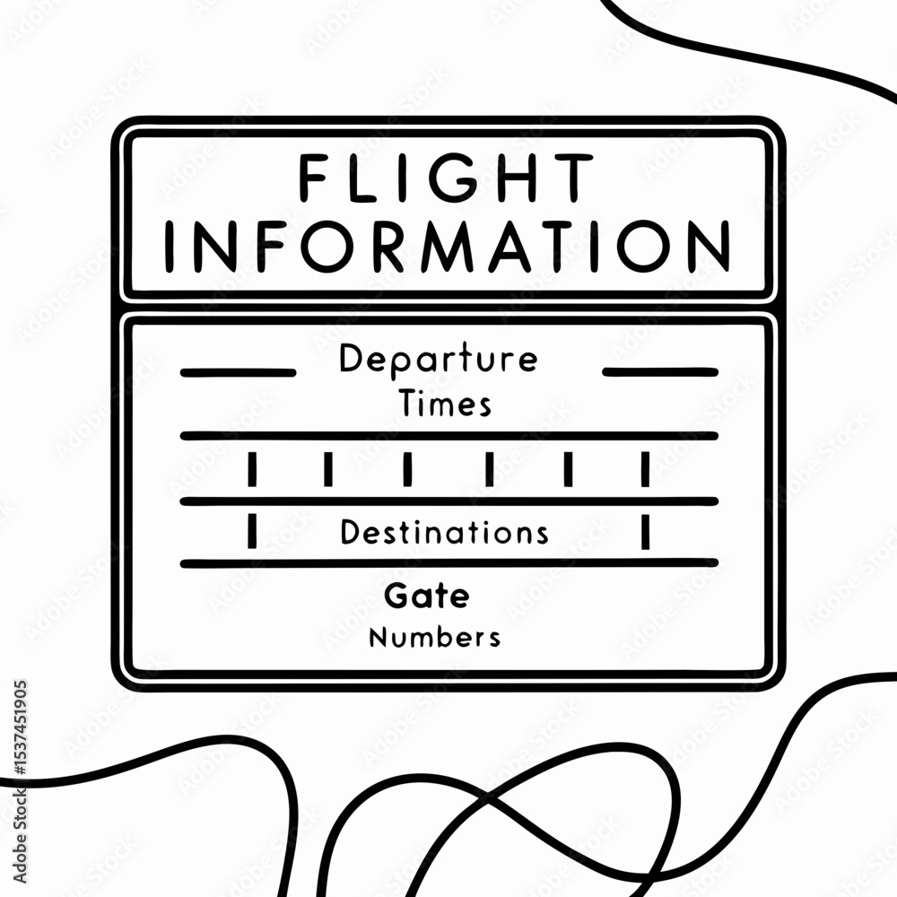 Obraz premium Airport flight information display board. Departure times destinations and gate numbers are shown on simple board. Flight information board design for airport announcements and travel guides.