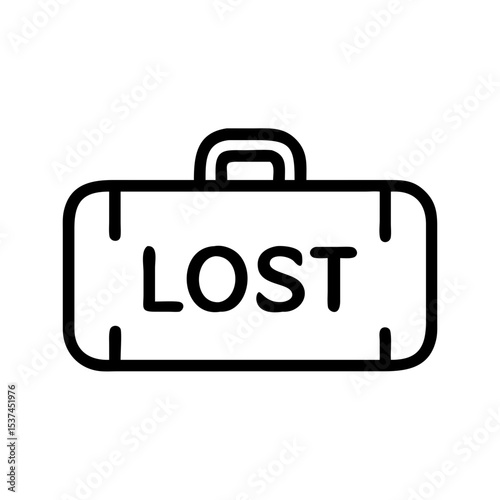 Lost luggage sign illustration.  Lost baggage icon design for airport information, lost and found services, or travel agency websites.