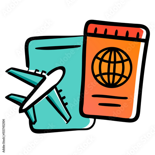 Passport and boarding pass for travel planning.  Passport and boarding pass design for travel agencies.  Passport and boarding pass illustration perfect for brochures and websites.