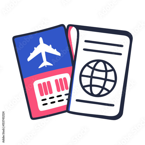 Passport and boarding pass for international travel.  Passport and boarding pass documents are essential for air travel.