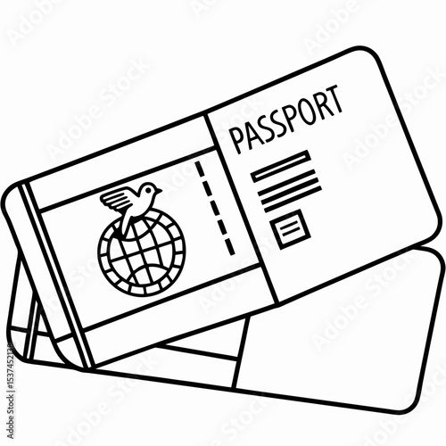 Passport and boarding pass mockup for travel agency brochures.  Passport and boarding pass design for advertising campaigns and travel websites.