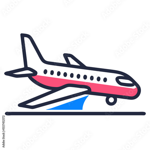 Airplane taxiing on runway for travel agency brochures. Plane taxiing on runway depicts air travel.  Image of airplane taxiing on runway is perfect for travel and tourism advertising.
