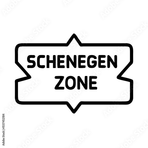 Schengen zone sign border control symbol. Schengen area travel permit graphic design element.  Schengen zone passport stamp image for immigration website.