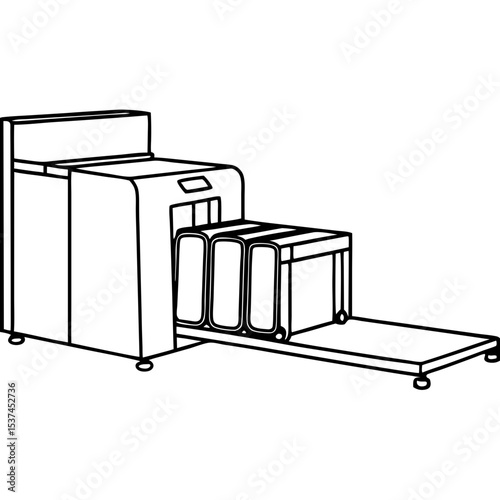 Airport baggage scanner with x-ray technology. Modern x-ray machine for baggage inspection.  High-tech x-ray baggage scanner for security checkpoints.